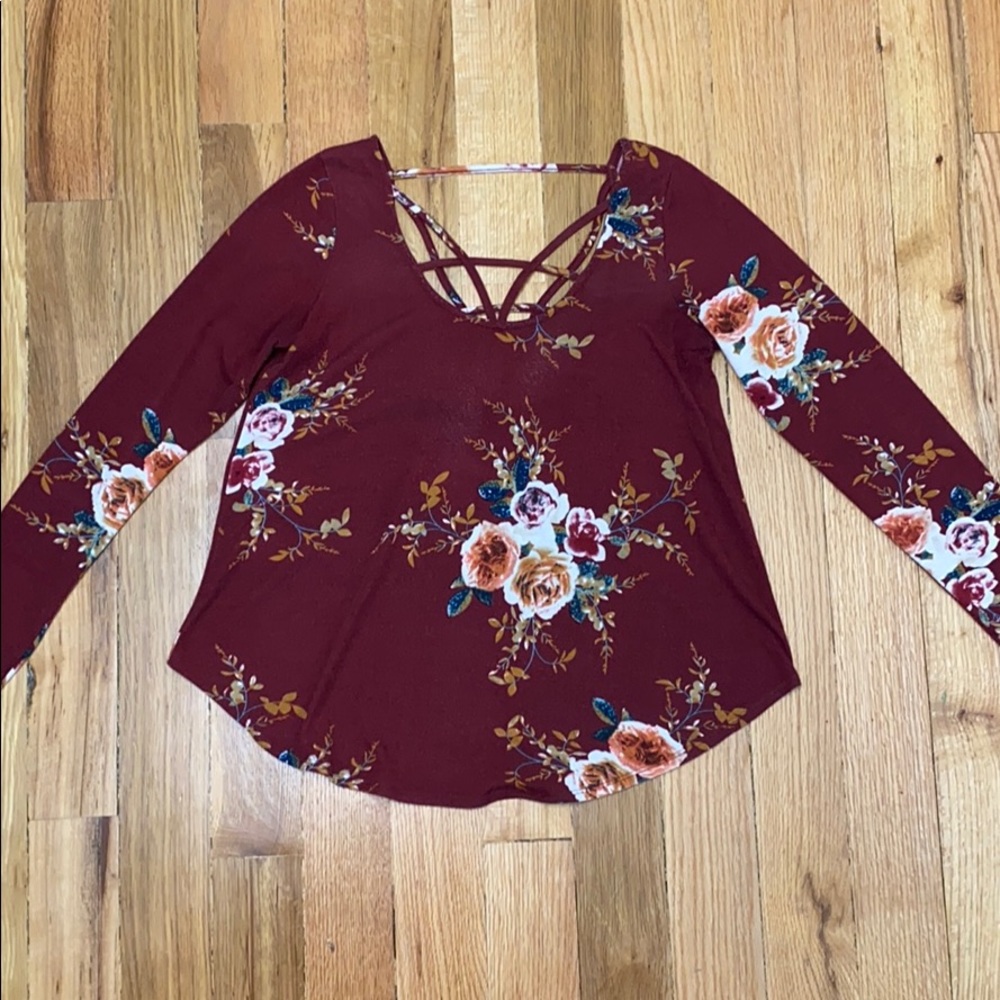 Floral strappy knit top